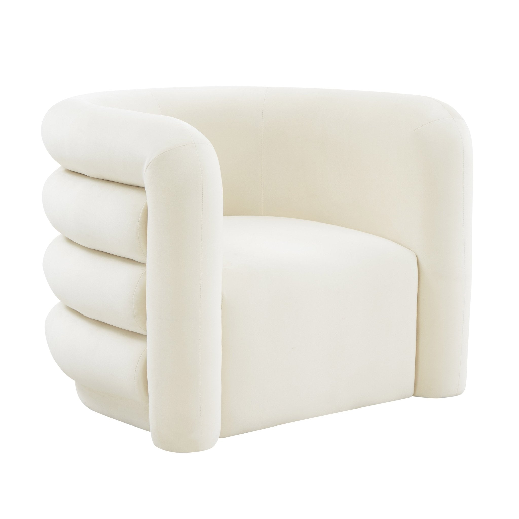 Curves Cream Velvet Lounge Chair Chairs| TOV