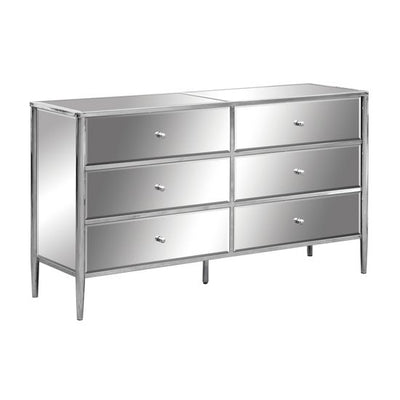 Hollywood Nickel and Mirror 6 Drawer Chest (6595278405728)