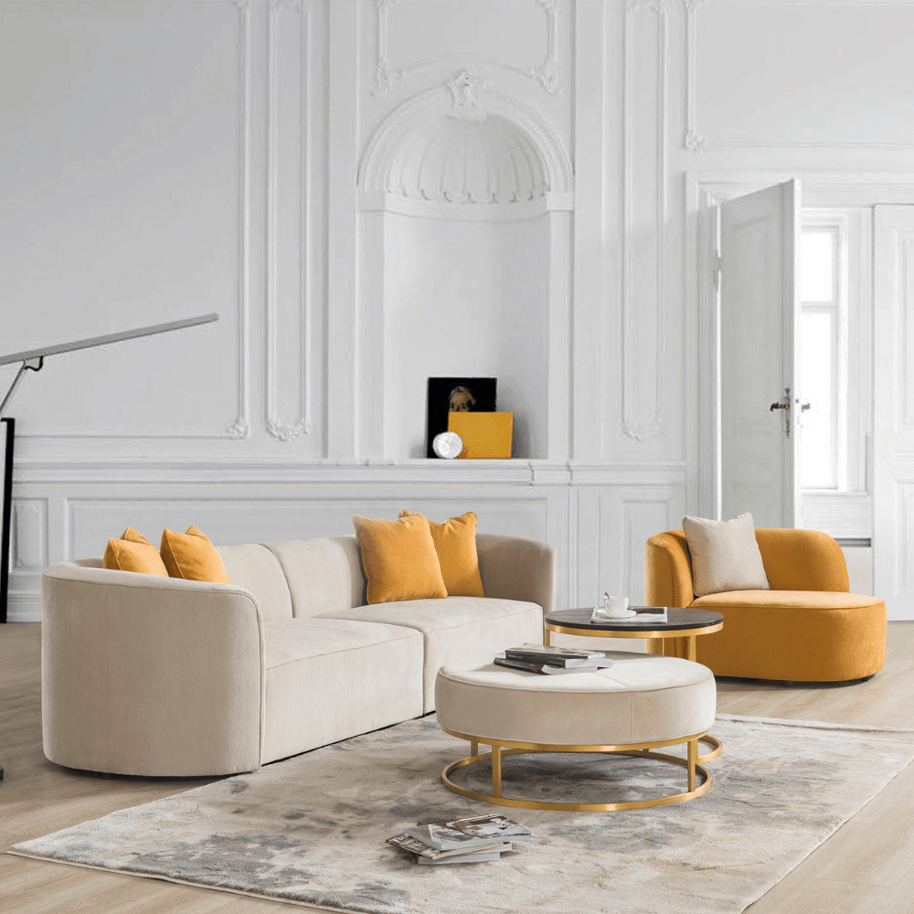 Dana Beige Living Room Set ( 4 Seater + Chair) Living Room Sets| Roots Furniture