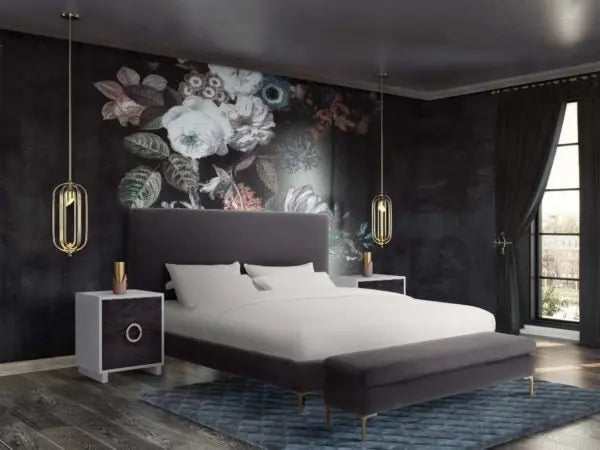 Delilah Grey Velvet Bed in Queen Beds| TOV