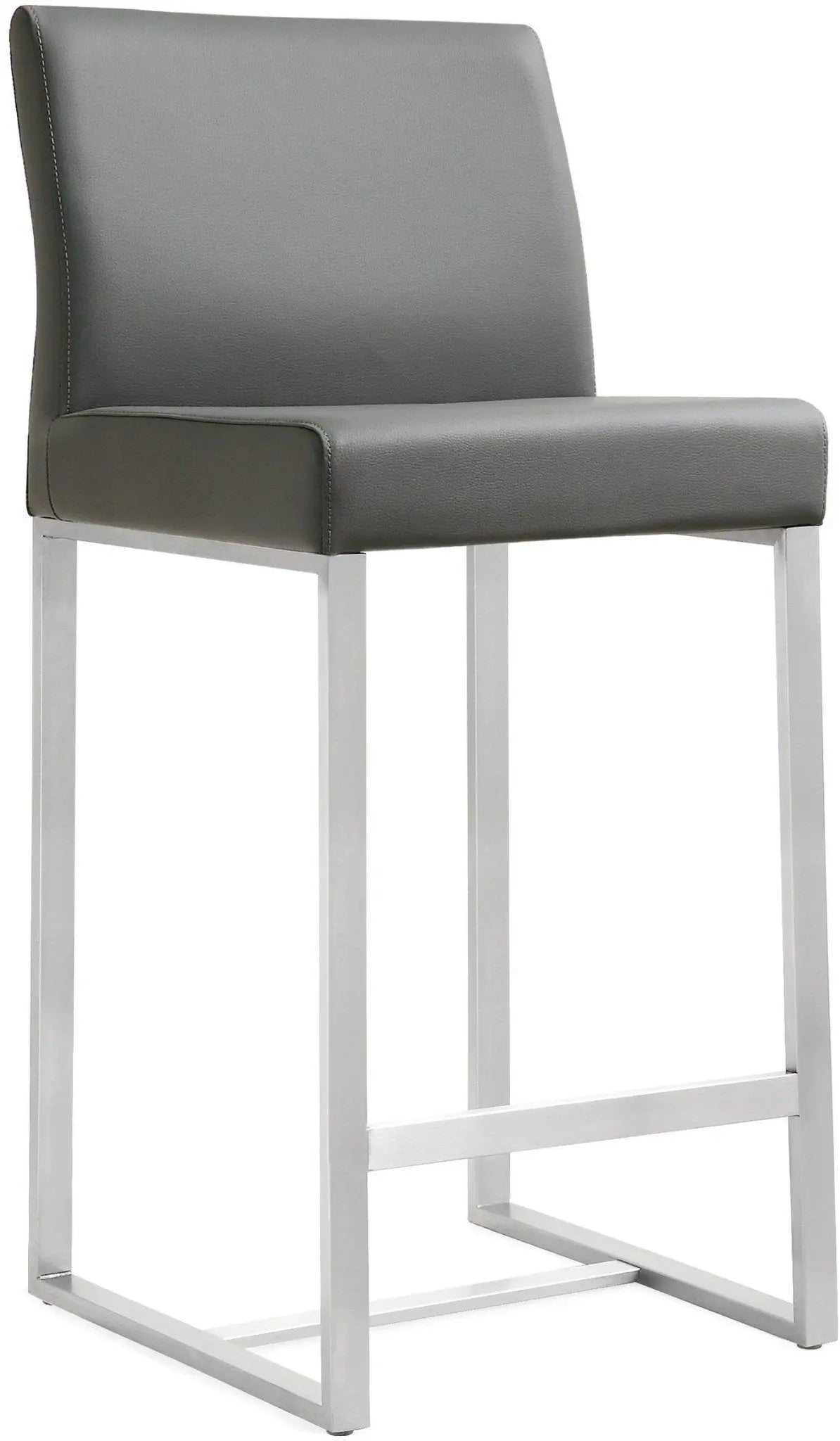 Denmark Grey Performance Vegan Leather and Stainless Steel Counter Stool - Set of 2 Stools| TOV