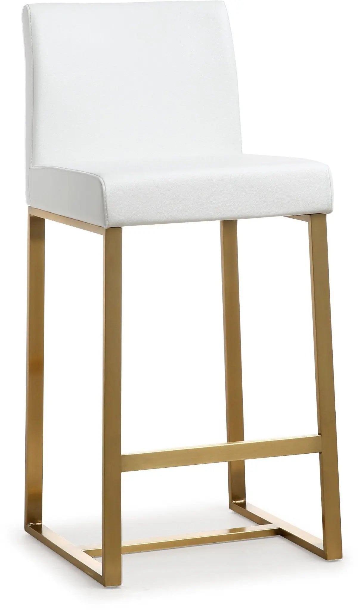 Denmark White Performance Vegan Leather and Gold Steel Counter Stool - Set of 2 Stools| TOV