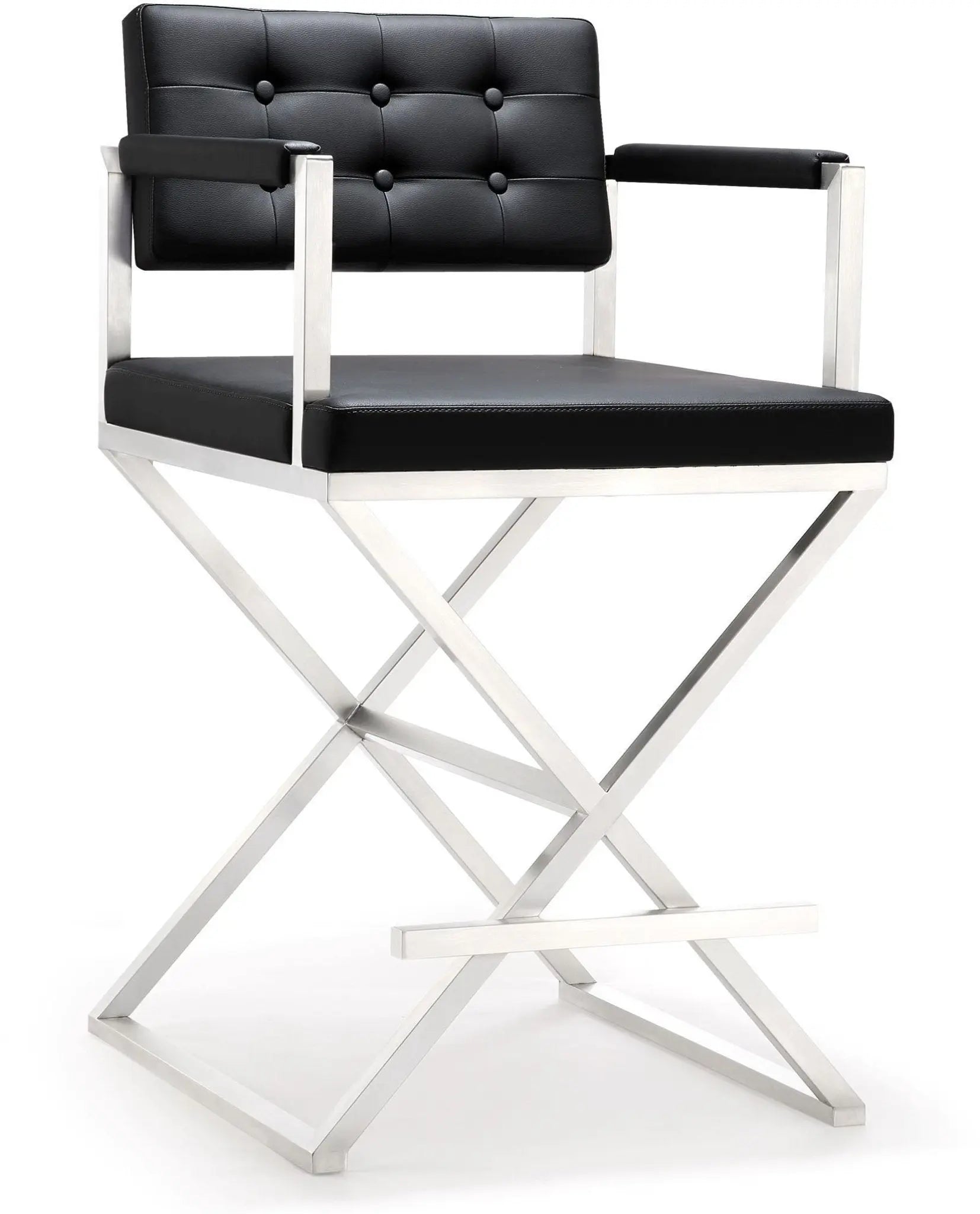 Director Black Performance Vegan Leather and Stainless Steel Counter Stool Stools| TOV