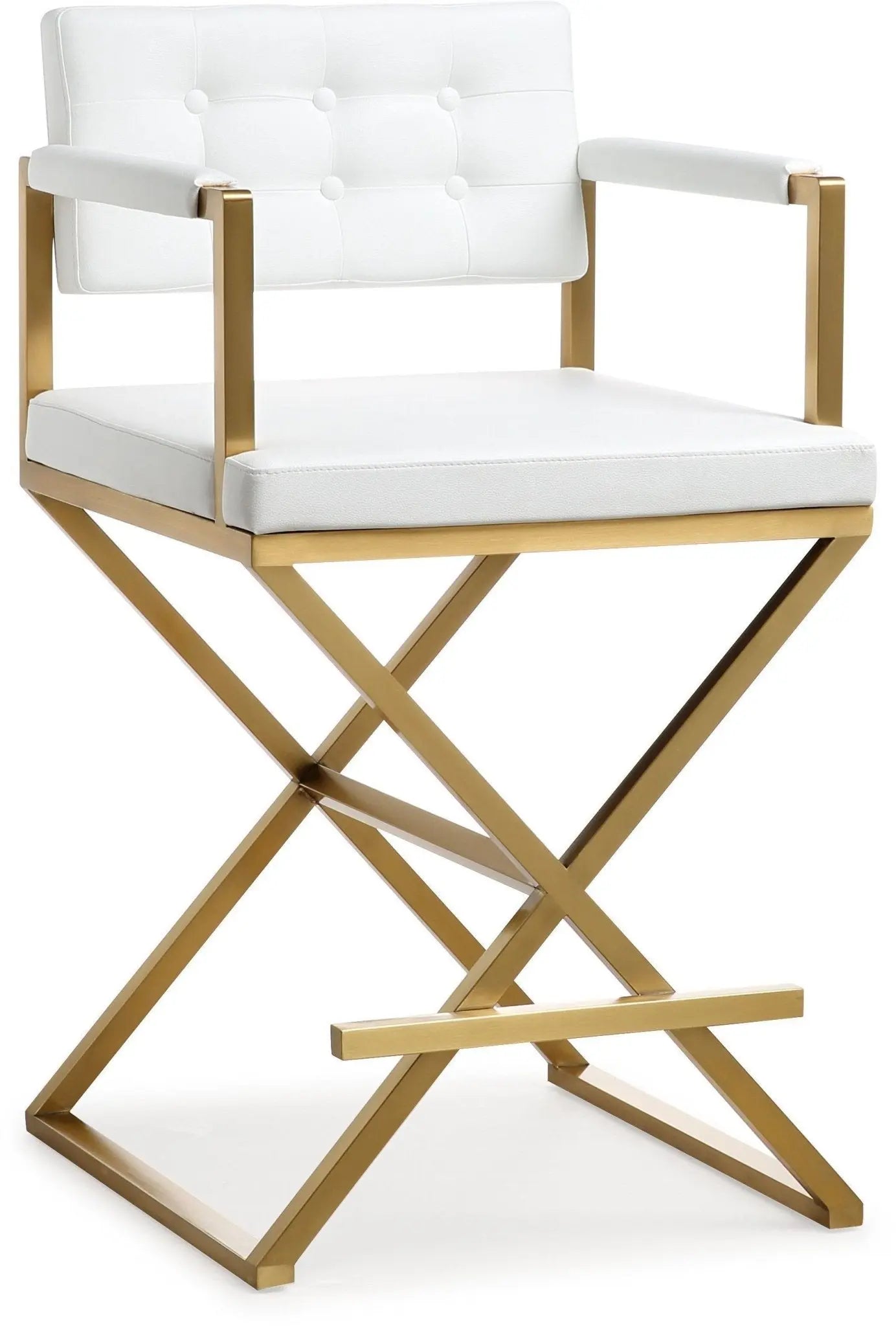 Director White Gold Steel Counter Stool Counter Stools| TOV