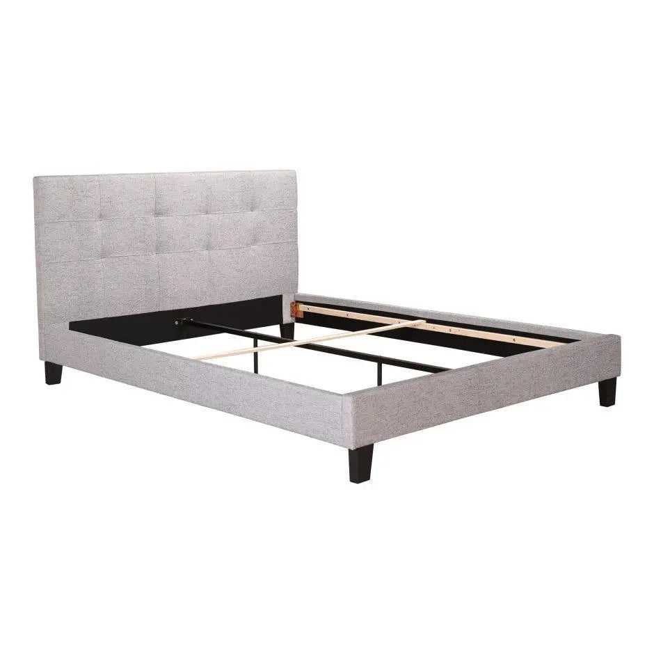 Eliza Queen Bed Light Grey Fabric Beds| Moe's Home
