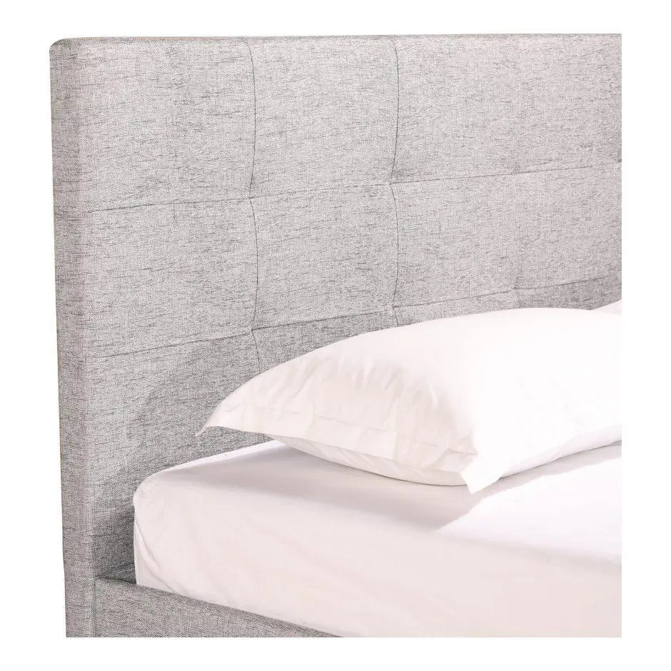 Eliza Queen Bed Light Grey Fabric Beds| Moe's Home