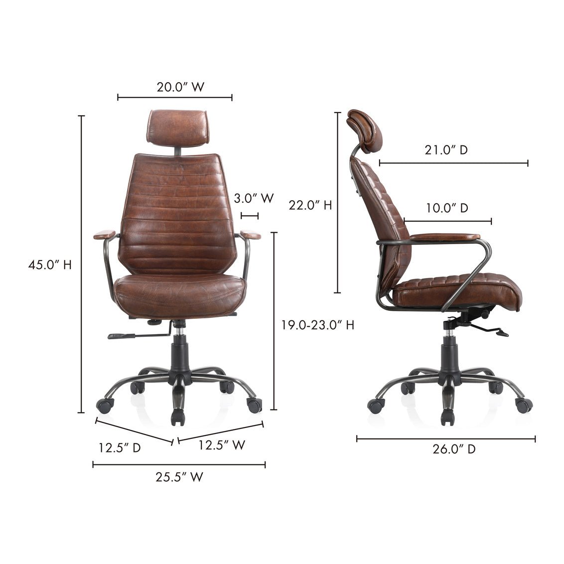 Executive Office Chair Dark Brown Leather Office Chairs| Moe's Home