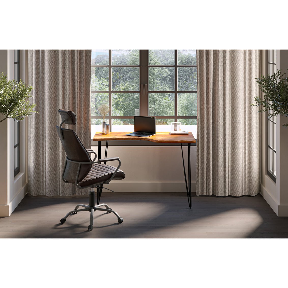 Executive Office Chair Dark Brown Leather Office Chairs| Moe's Home