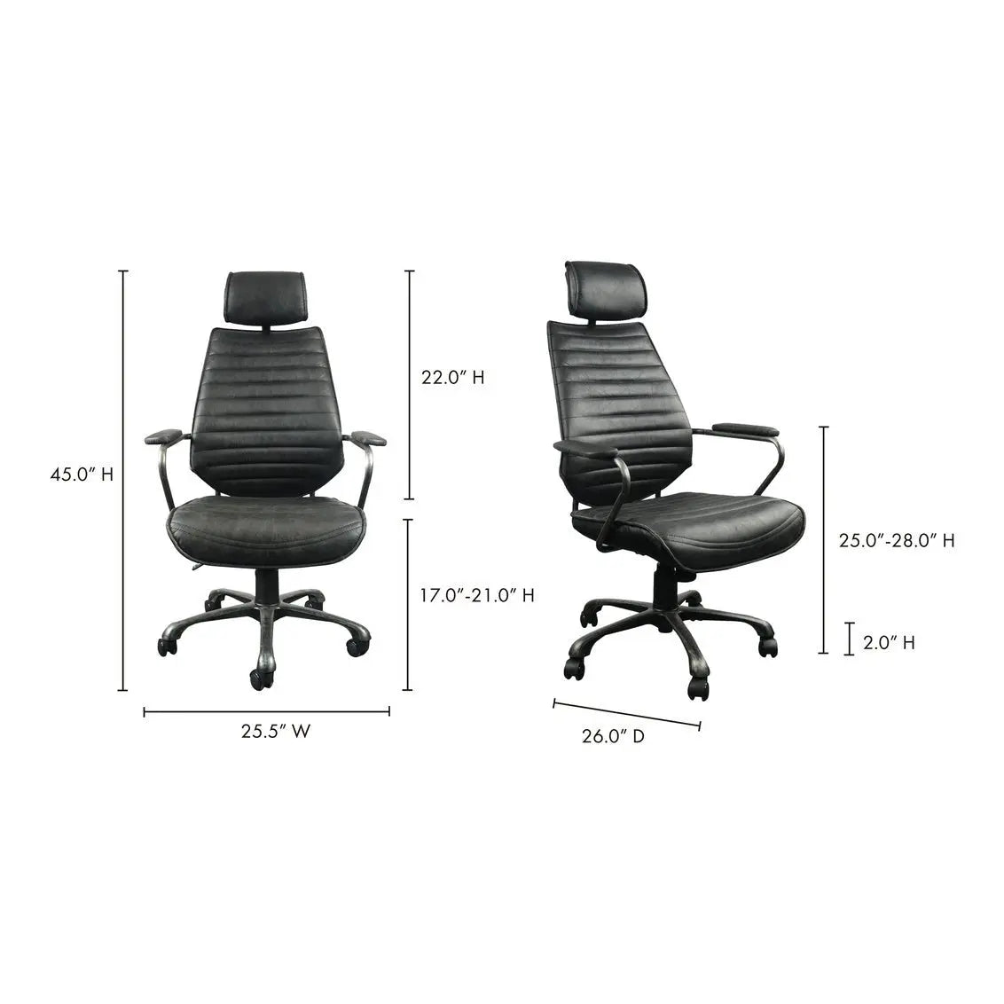 Executive Swivel Office Chair Onyx Black Leather Office Chairs| Moe's Home