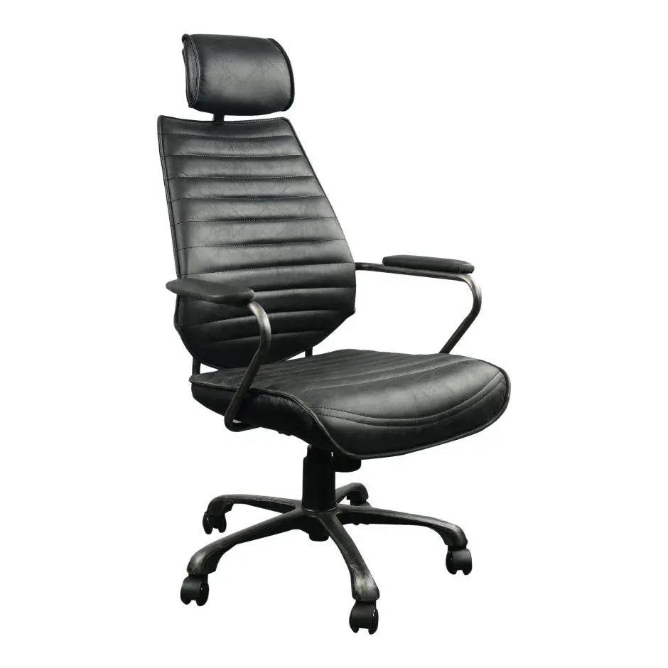 Executive Swivel Office Chair Onyx Black Leather Office Chairs| Moe's Home
