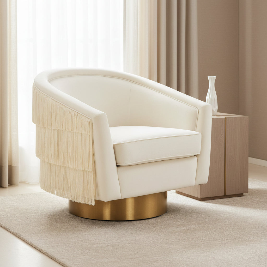 Flapper Cream Swivel Chair Chairs| TOV