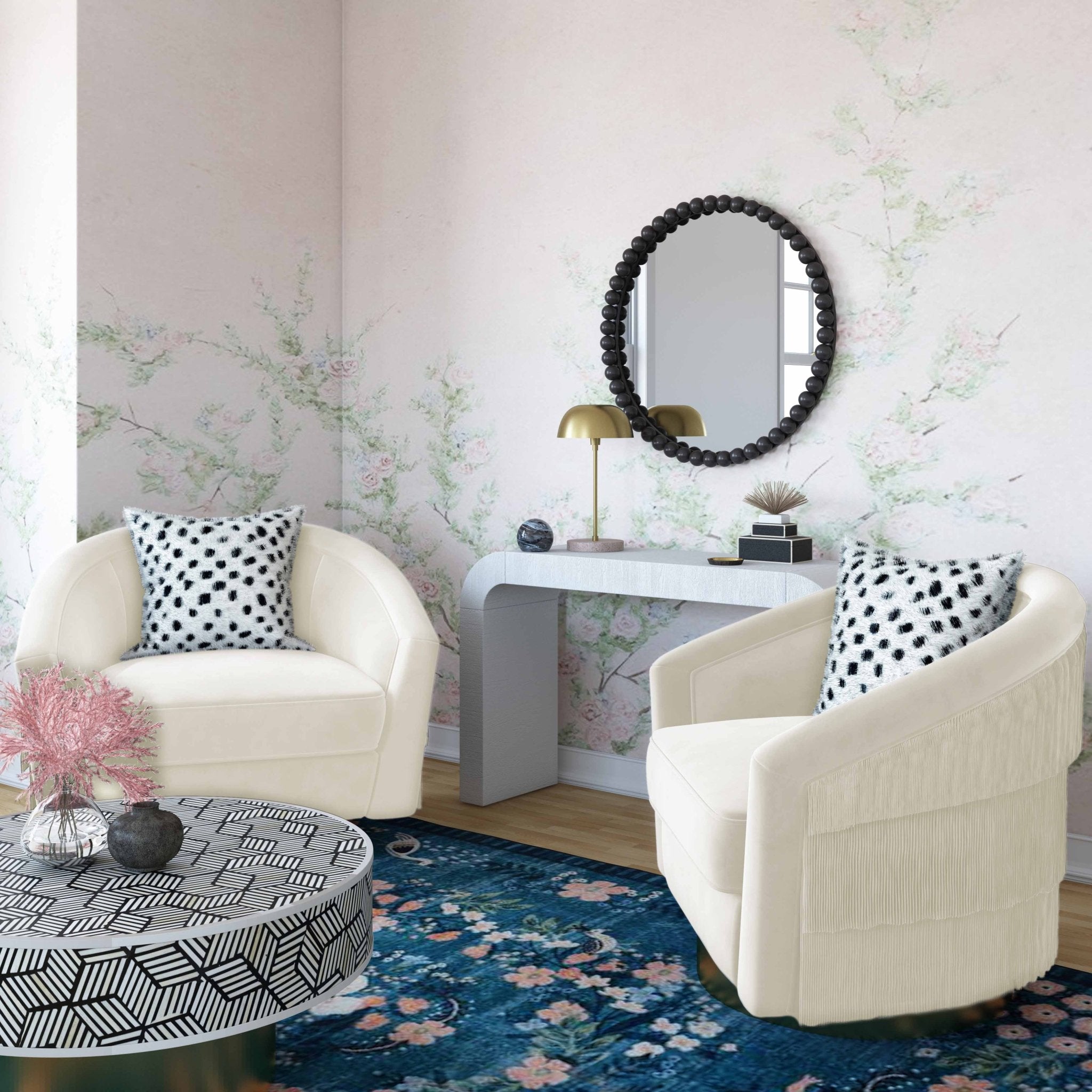 Flapper Cream Swivel Chair Chairs| TOV