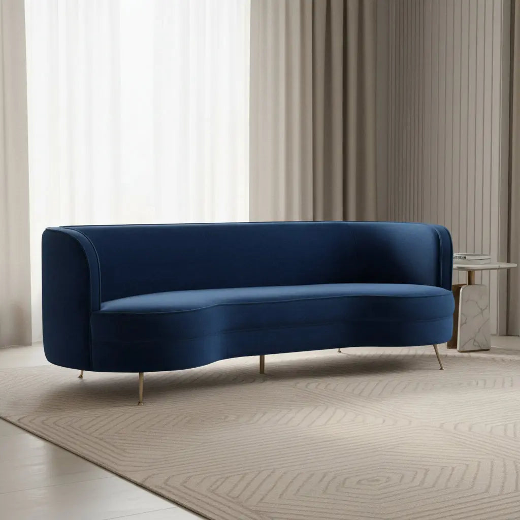 Flare Navy Velvet Sofa Sofas & Loveseats| TOV