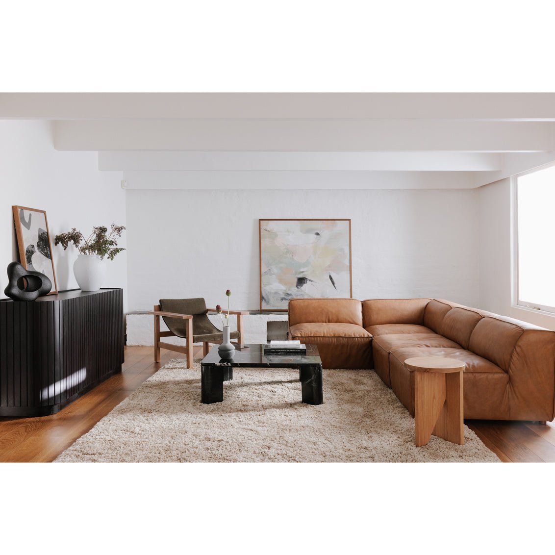 Form Corner Chair Sonoran Tan Leather Sectionals| Moe's Home