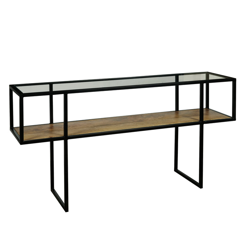 Iron Console Table with Glass Top (6629778391136)