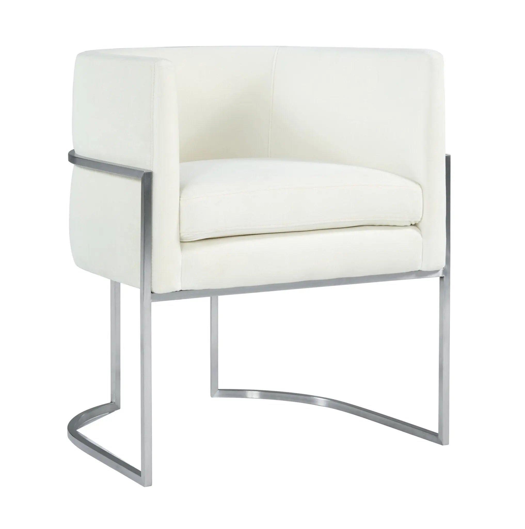 Giselle Cream Velvet Dining Chair - Silver Frame Dining Chairs| TOV