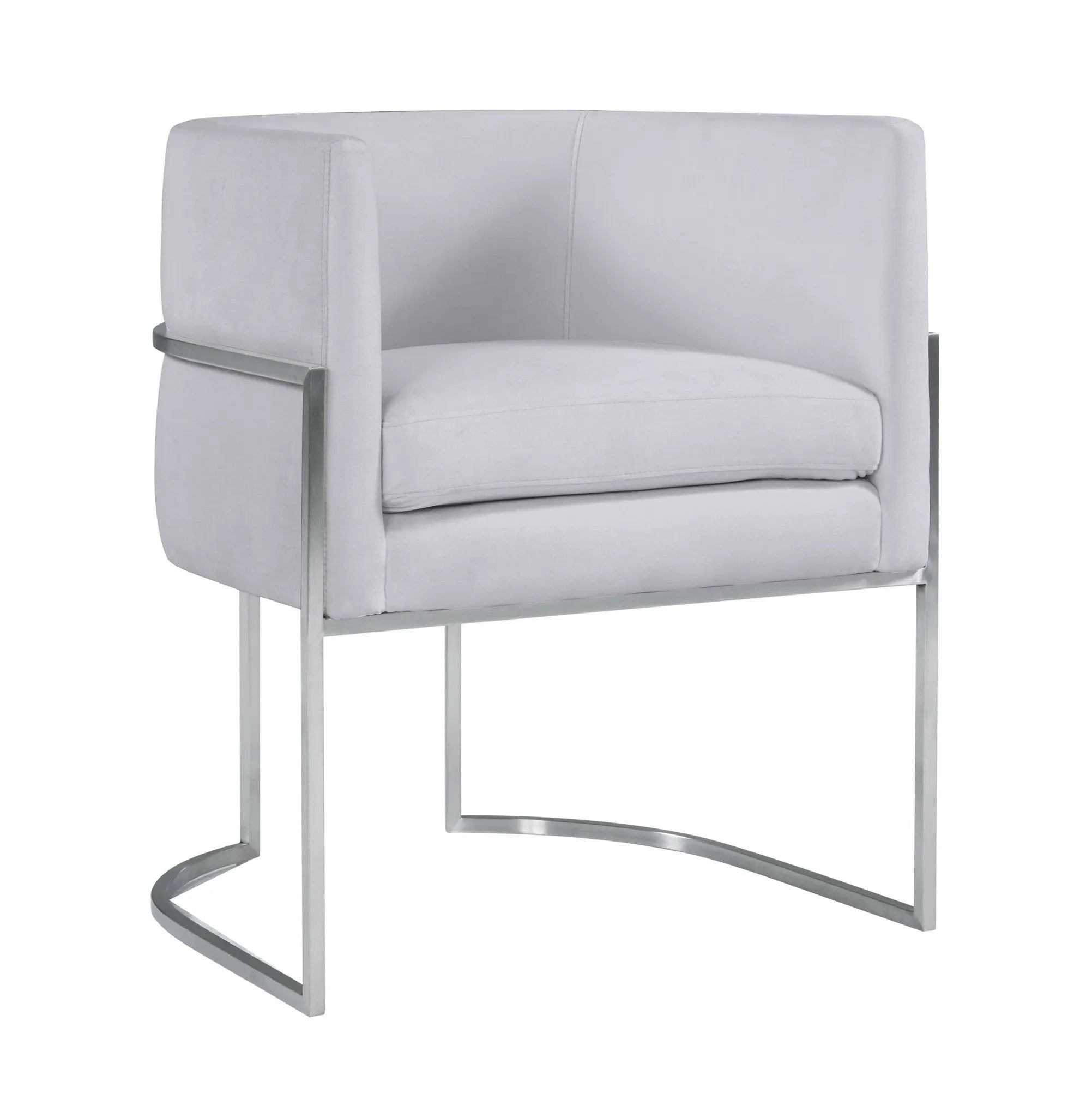 Giselle Grey Velvet Dining Chair - Silver Frame Dining Chairs| TOV