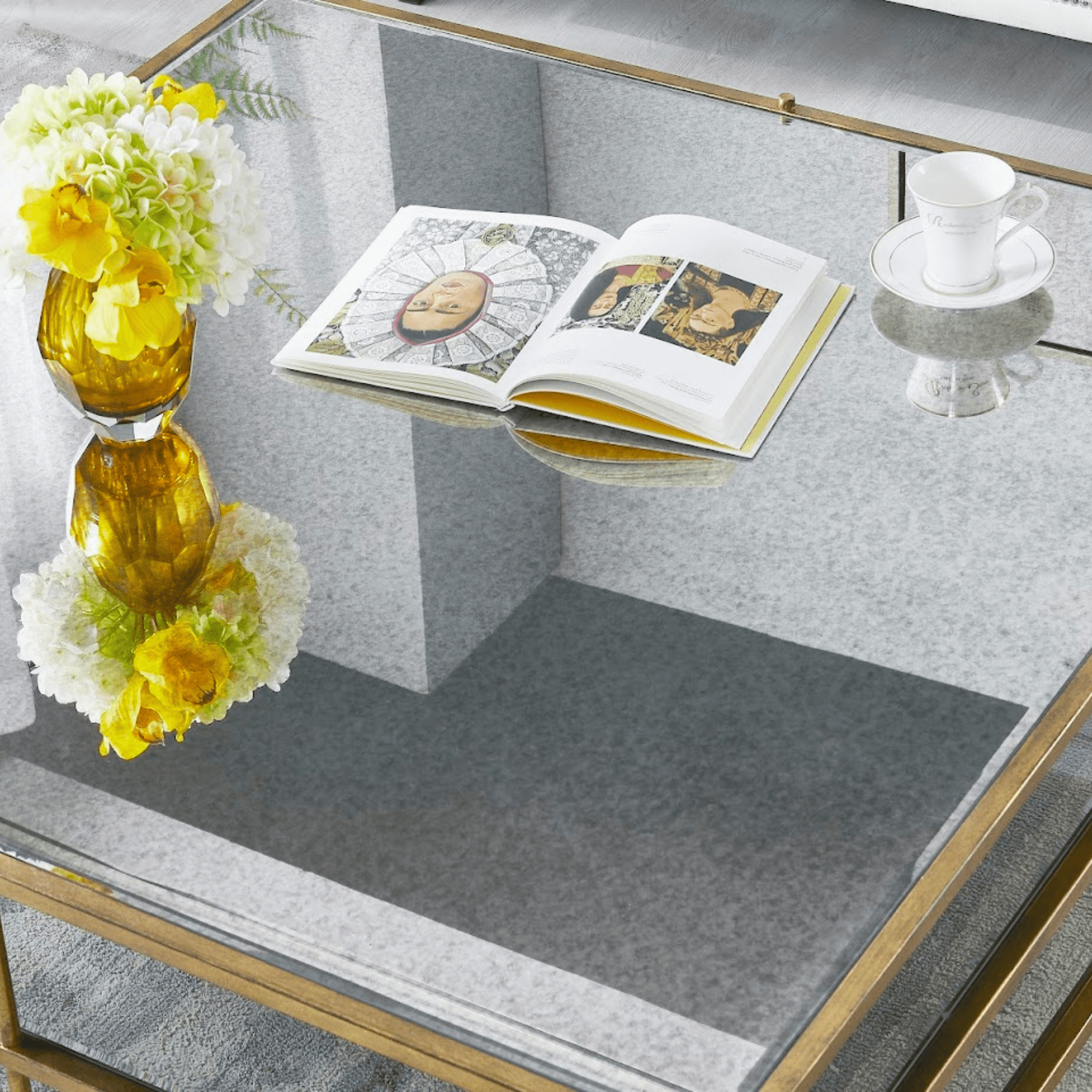 Luxe Foil Gold Metal Coffee Table Coffee Tables| Crestview