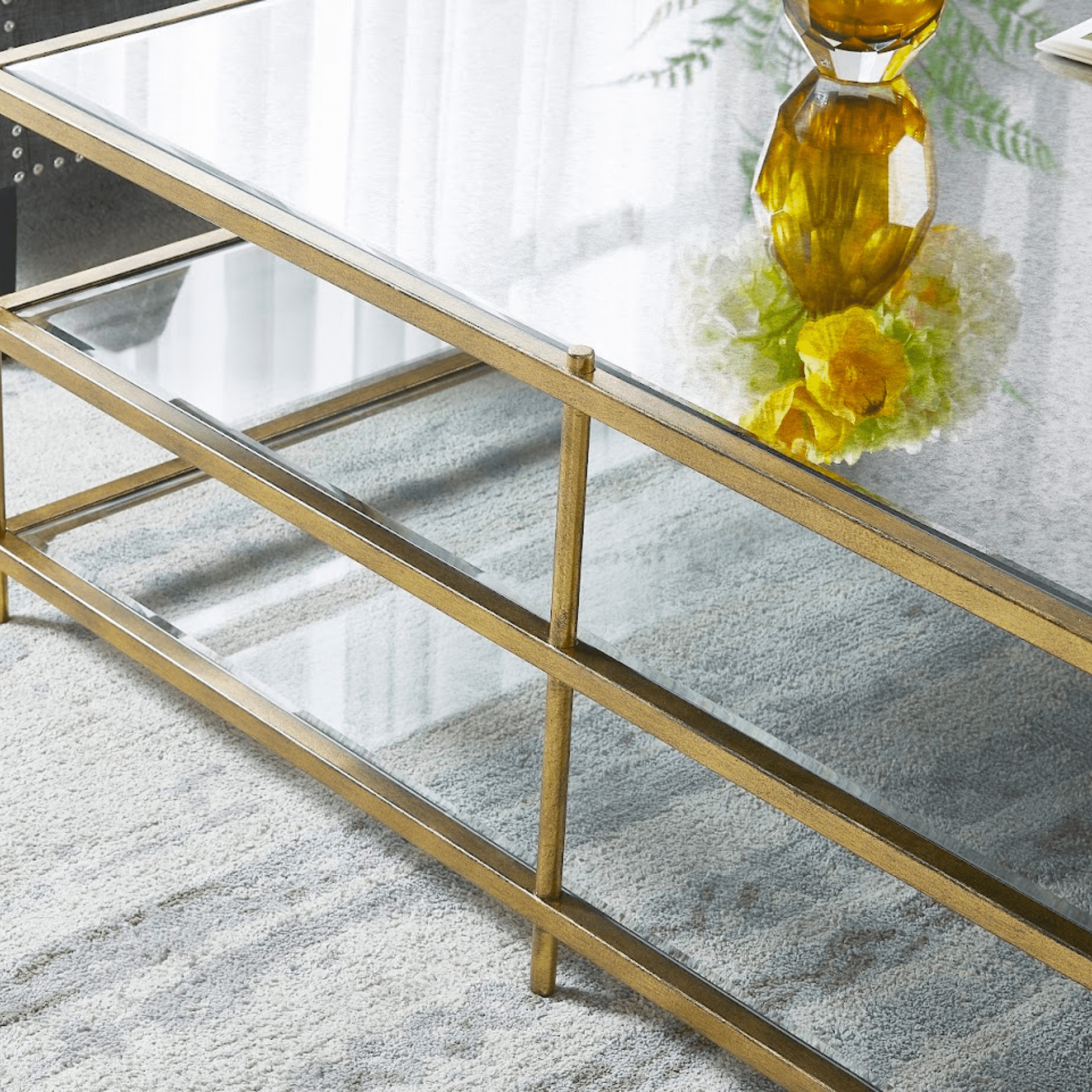 Luxe Foil Gold Metal Coffee Table Coffee Tables| Crestview