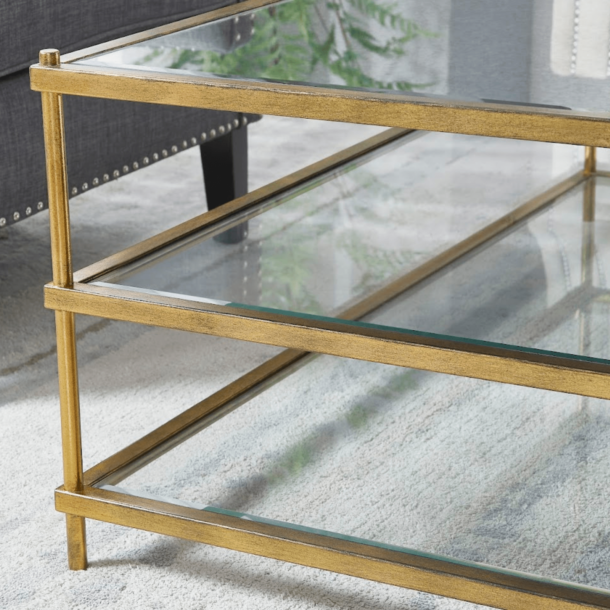 Luxe Foil Gold Metal Coffee Table Coffee Tables| Crestview