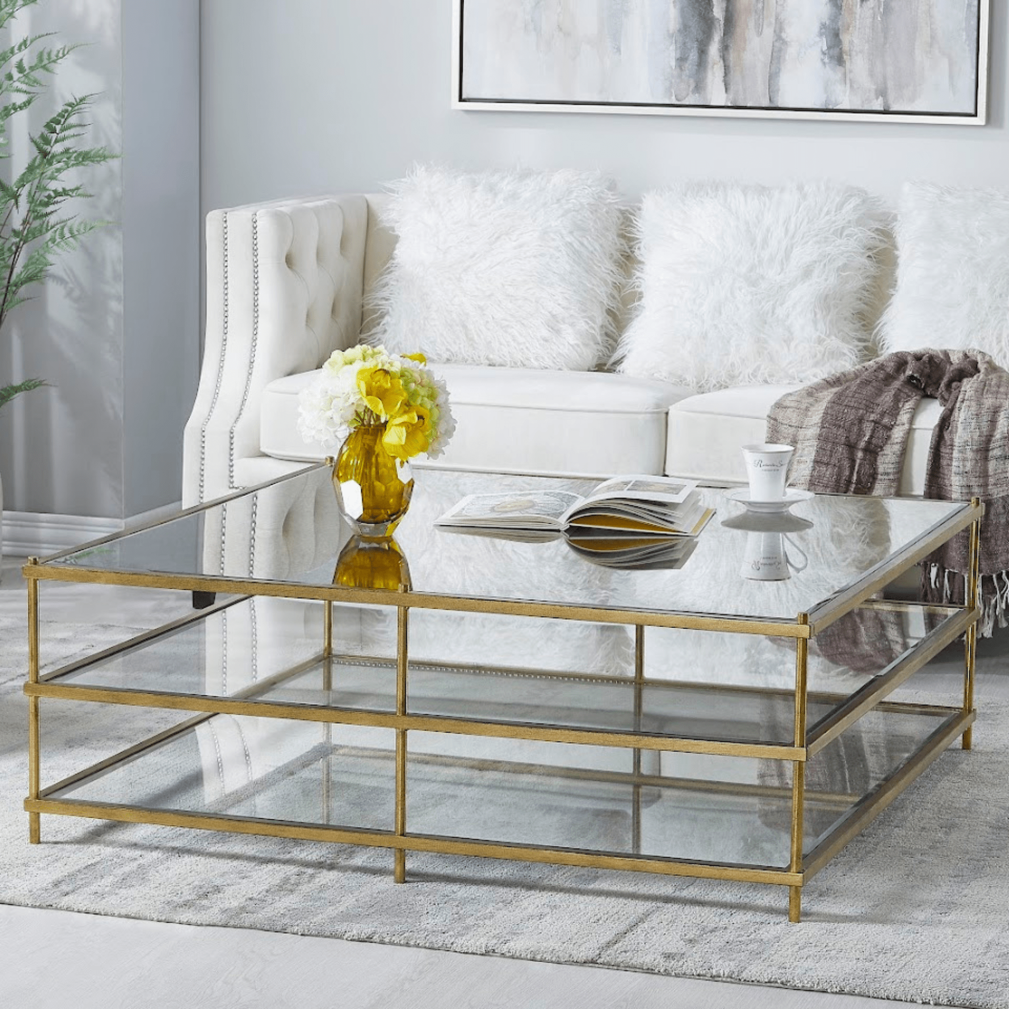 Luxe Foil Gold Metal Coffee Table Coffee Tables| Crestview