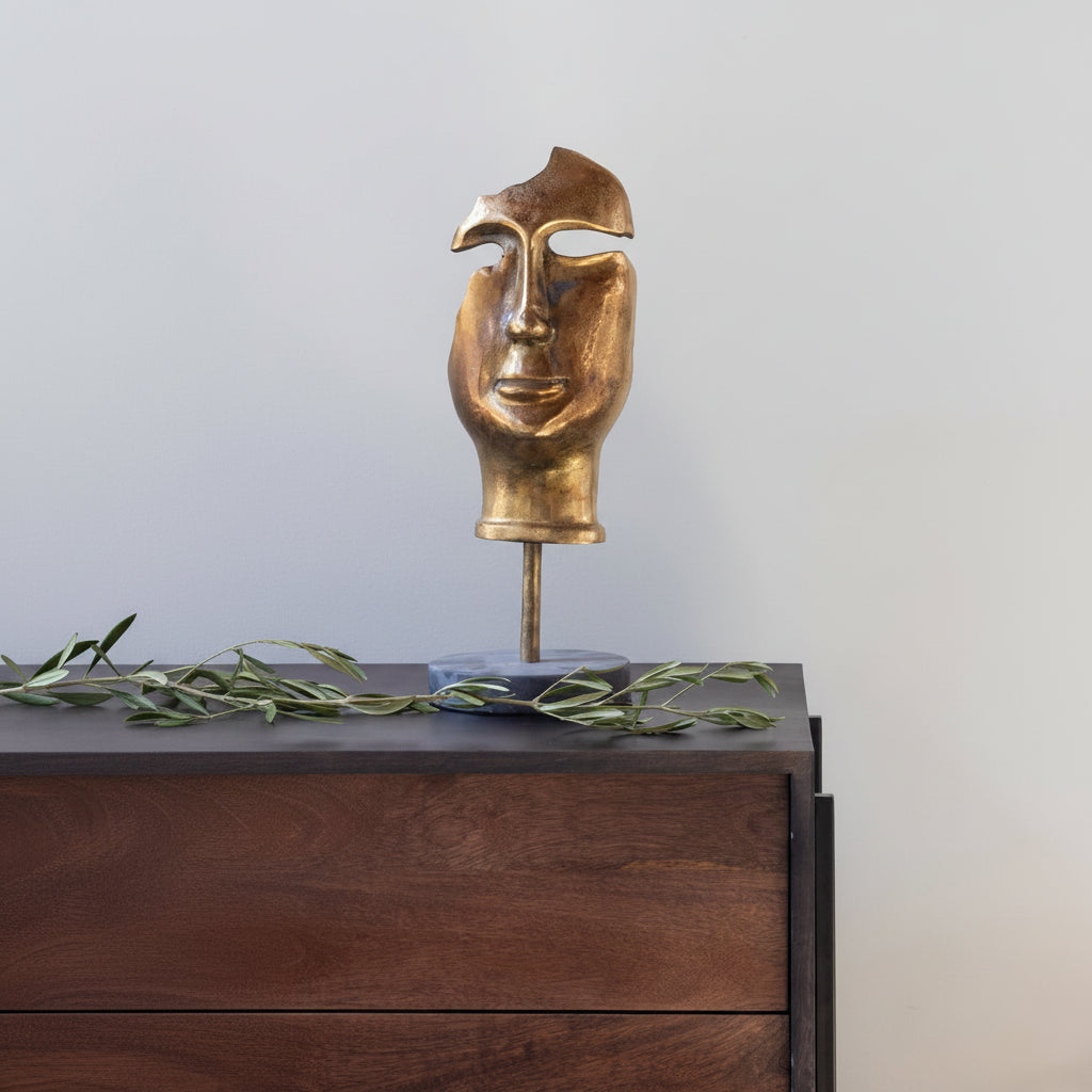 Golden Mask On Stand Table Decors| Moe's Home