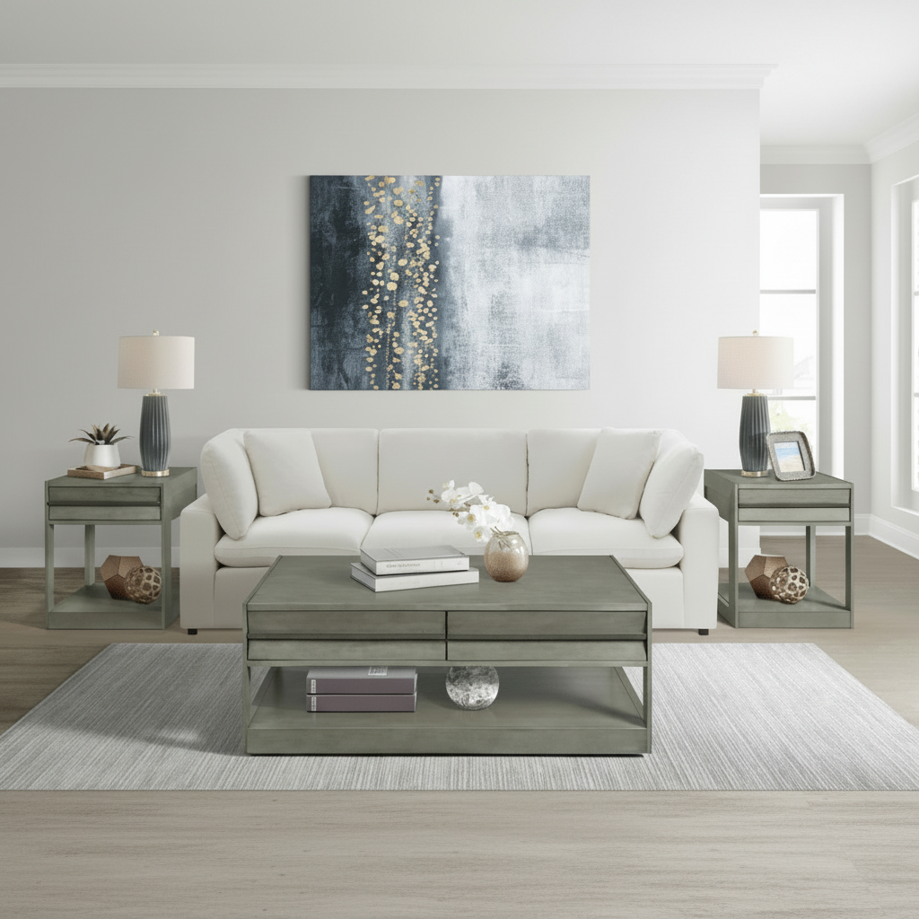 Gordon Rectangular Coffee Table In Grey Coffee Tables| Roots Furniture