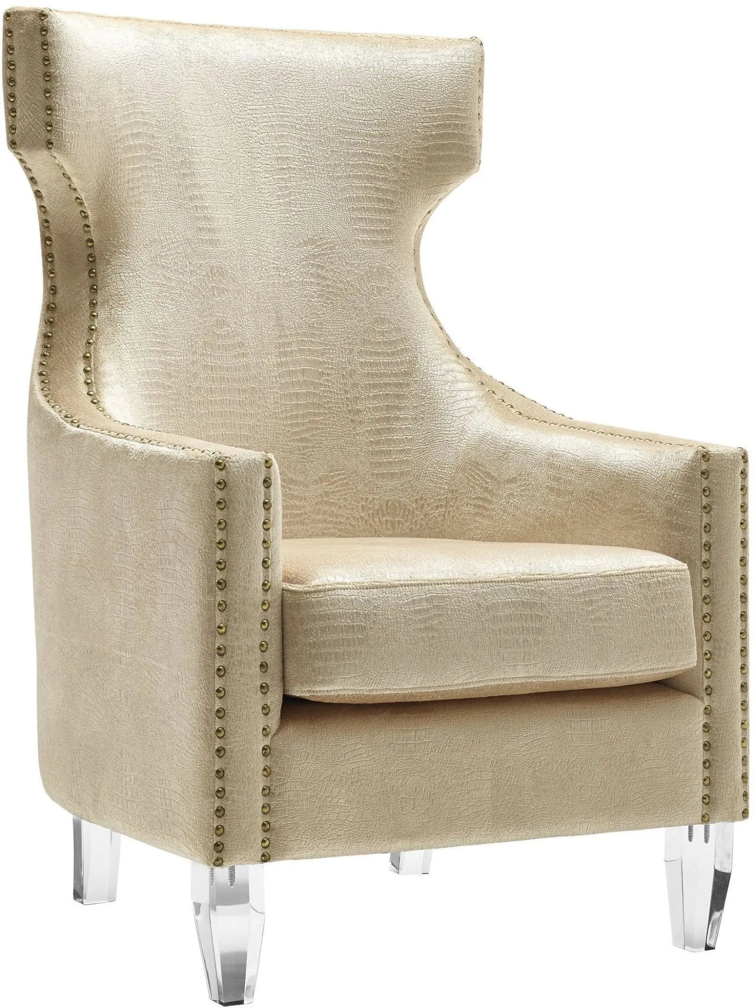 Gramercy Gold Croc Velvet Wing Chair Chairs| TOV