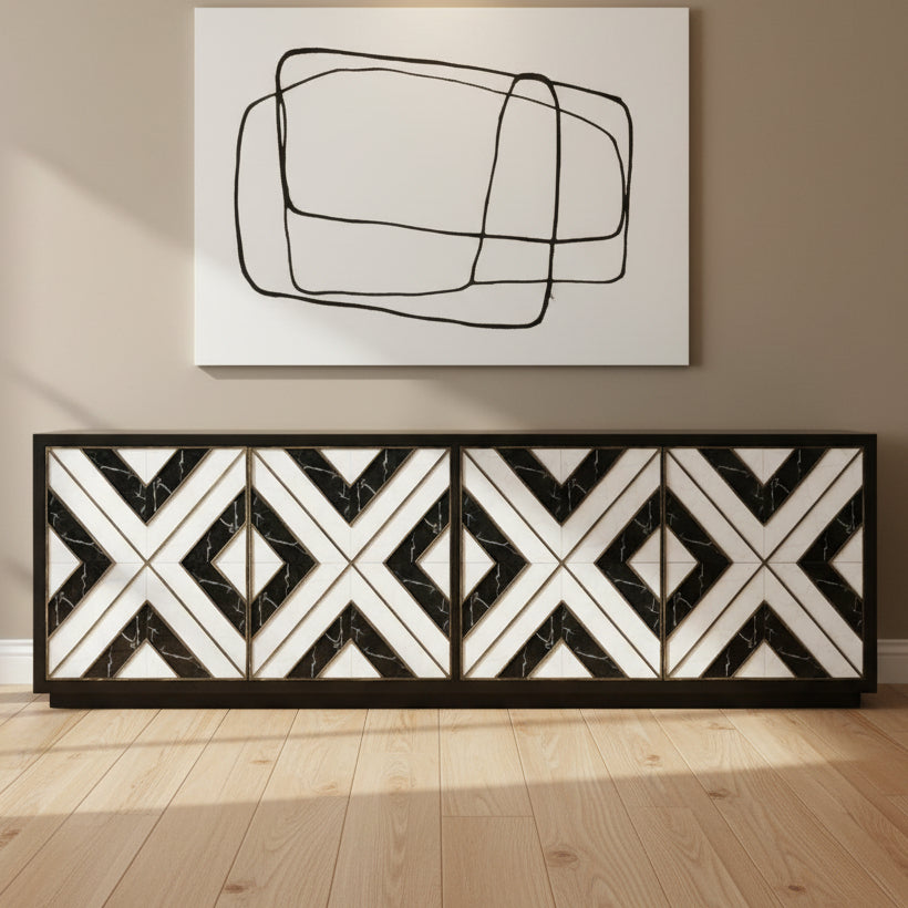 Grand Noir Et Blanc Entertainment Console Consoles & Sideboards| Hooker