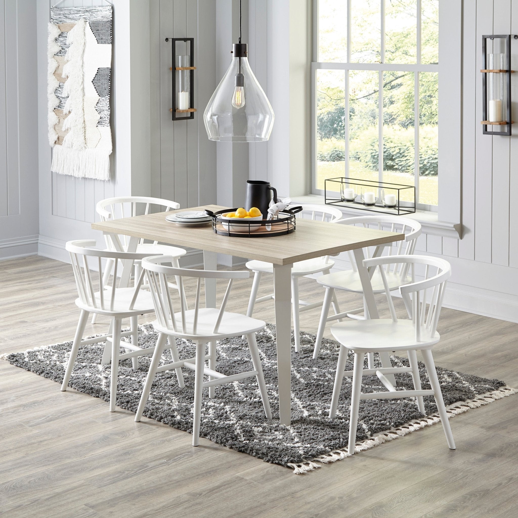 Grannen White Dining Set (6 Chairs) Dining Room Sets| Ashley Homestore