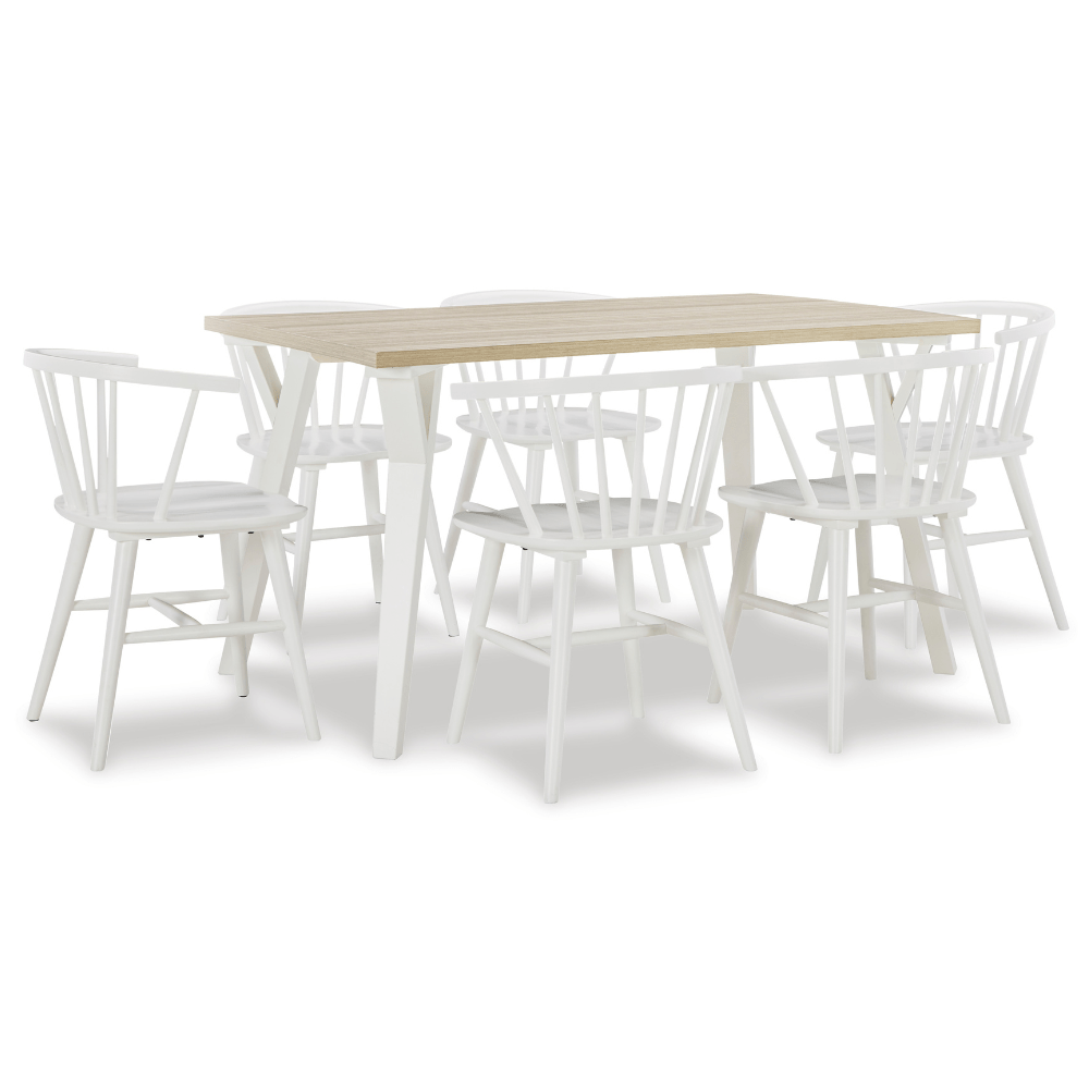 Grannen White Dining Set (6 Chairs) Dining Room Sets| Ashley Homestore
