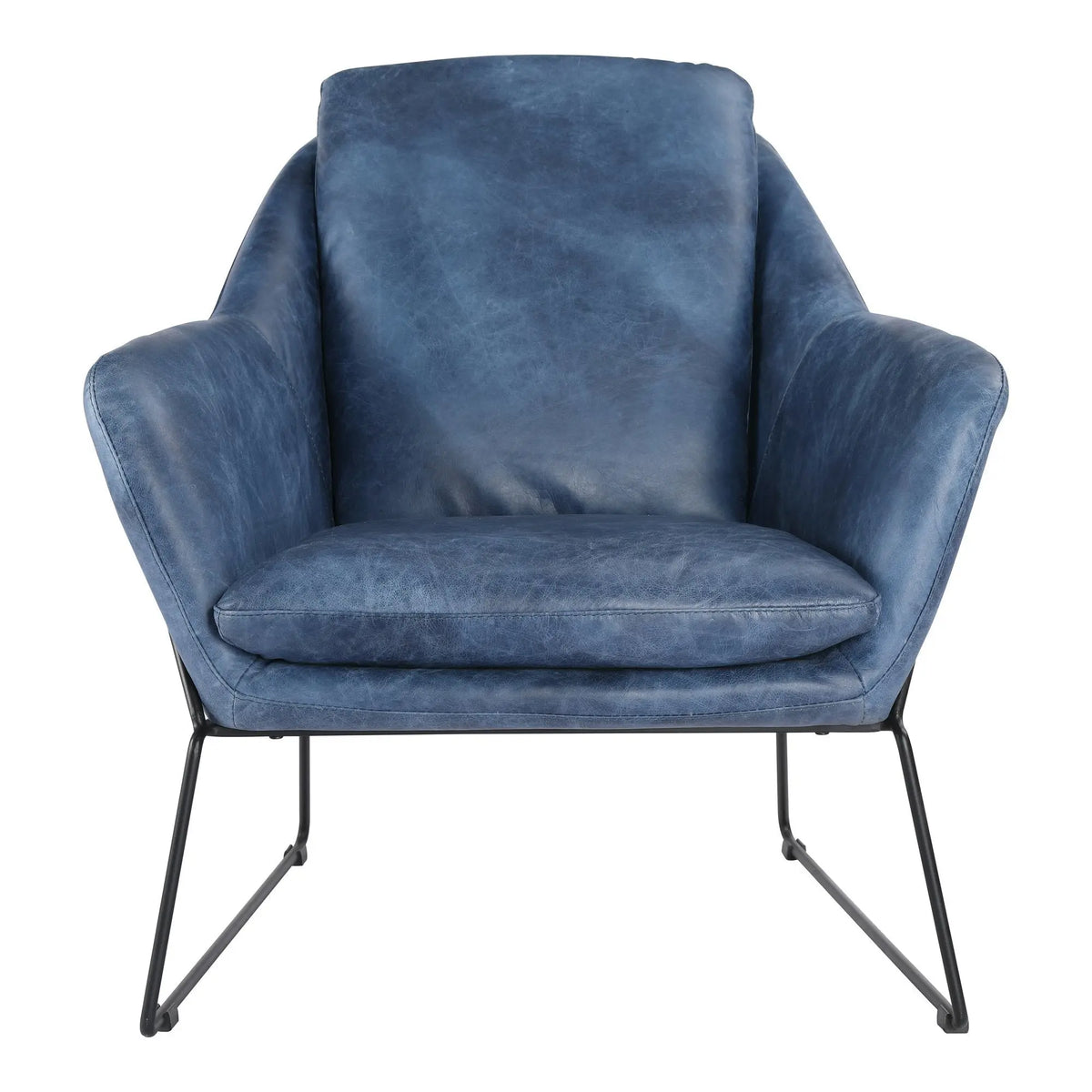 Greer Club Chair Kaiso Blue Leather Chairs| Moe's Home