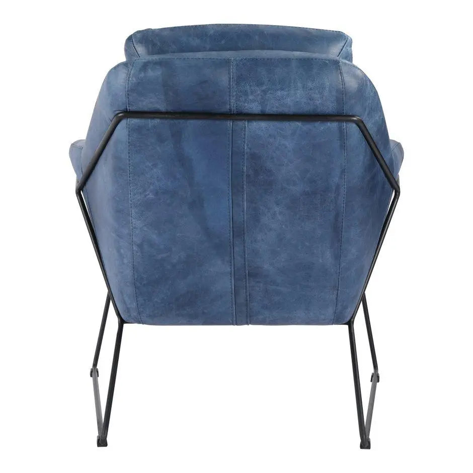 Greer Club Chair Kaiso Blue Leather Chairs| Moe's Home