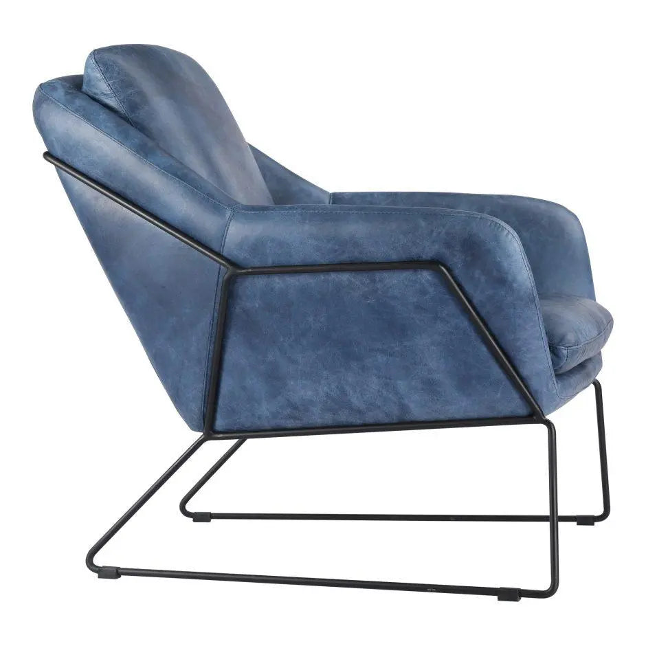 Greer Club Chair Kaiso Blue Leather Chairs| Moe's Home