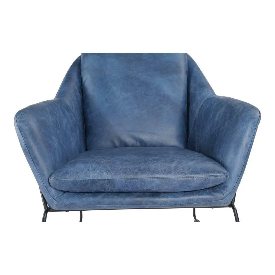 Greer Club Chair Kaiso Blue Leather Chairs| Moe's Home