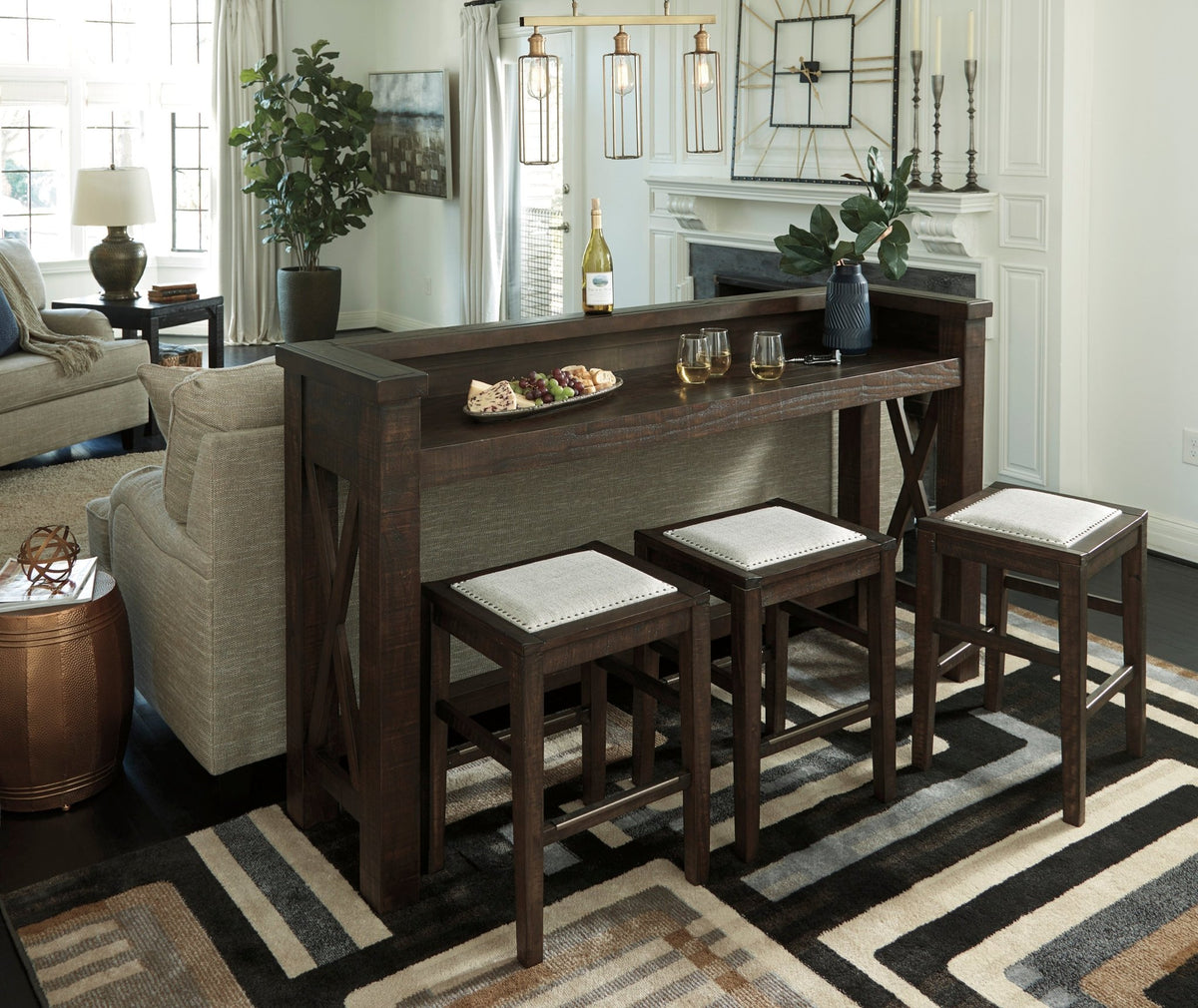 Hallishaw Counter Height Dining Table and 3 Barstools Set Dining Room Sets| Ashley Homestore