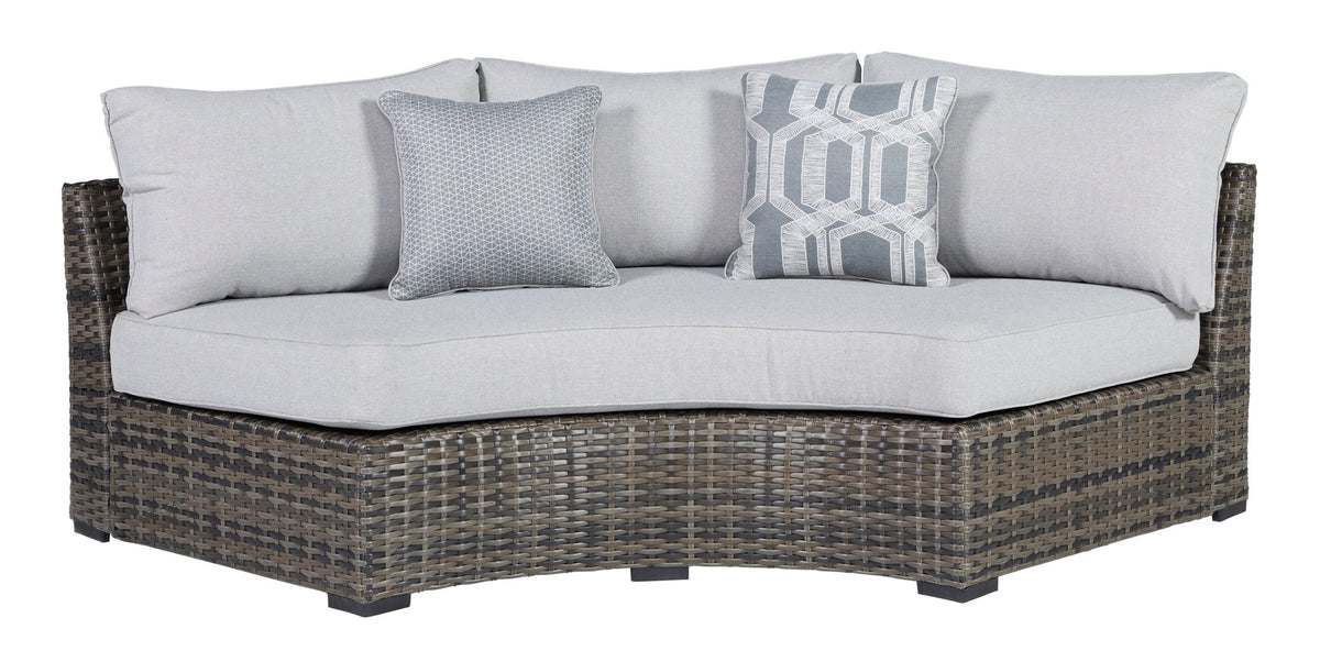 Harbor Court Curved Loveseat with Cushion Outdoor Sectionals| Ashley Homestore