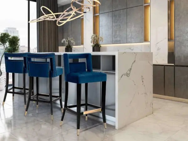 Hart Navy Velvet Counter Stool Counter Stools| TOV