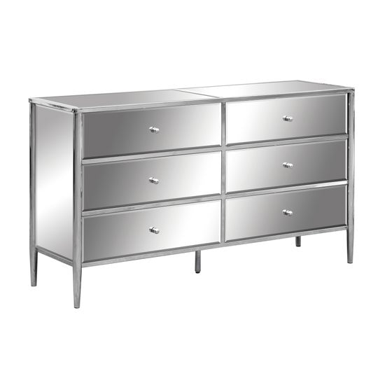 Hollywood Nickel and Mirror 6 Drawer Chest Cabinets & Chests| Crestview