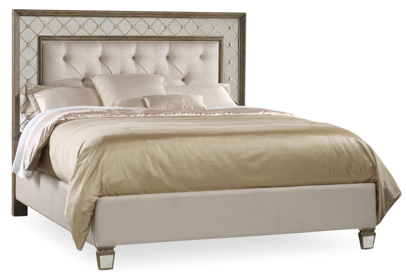 California King Mirrored Upholstered Bed - Al Rugaib Furniture (4688788586592)