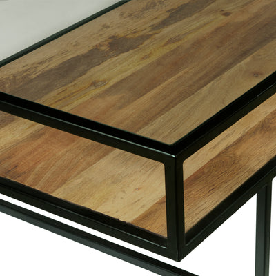 Iron Coffee Table with Glass Top (6629792645216)