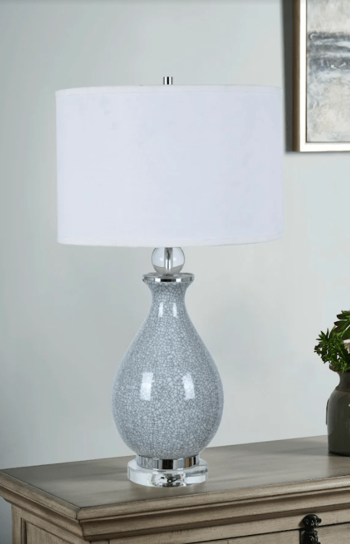 Jarvis Table Lamp 28"Ht.,Ceramic&Crystal Blue Crackle Fini Table Lamps| Crestview