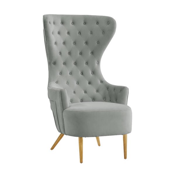 Jezebel Grey Velvet Wingback Chair Chairs| TOV