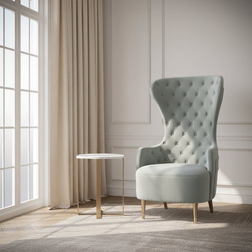 Jezebel Grey Velvet Wingback Chair Chairs| TOV