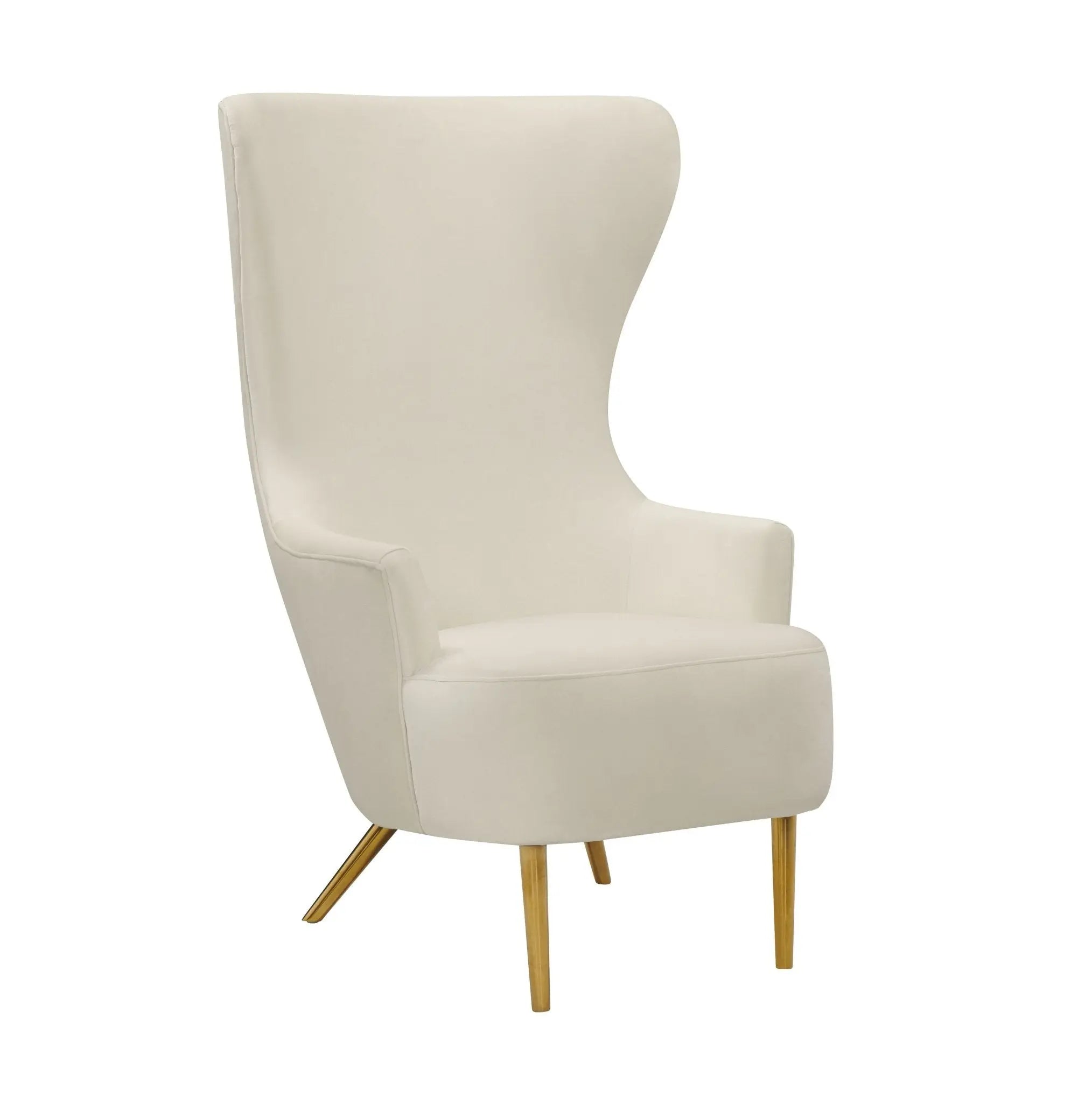 Julia Cream Wingback Velvet Chair Chairs| TOV