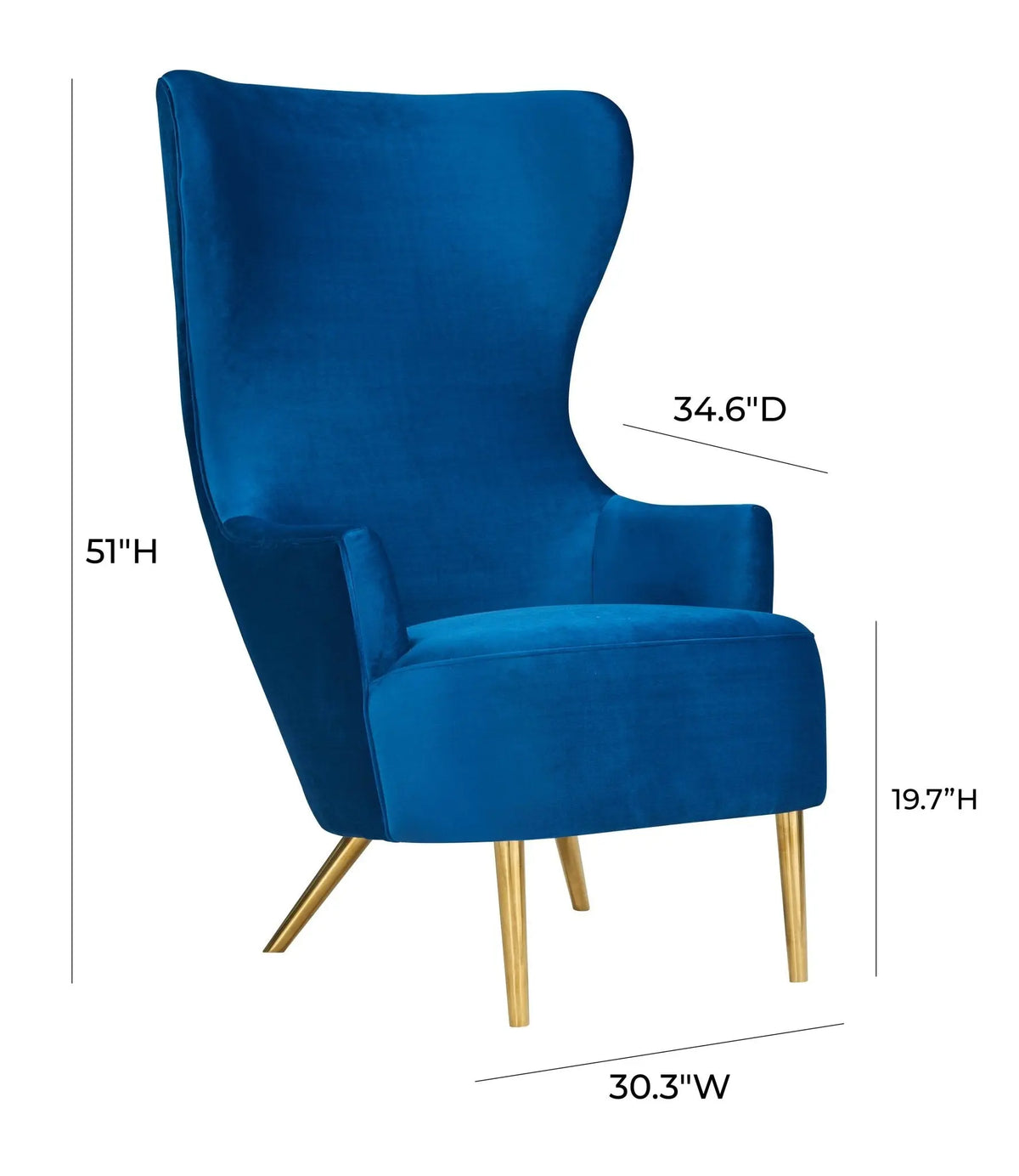 Julia Navy Wingback Chair Chairs| TOV
