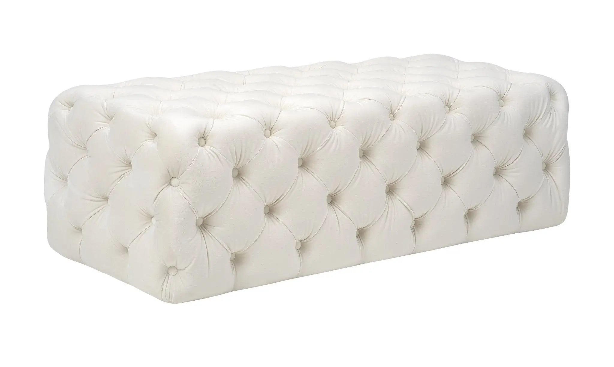 Kaylee Cream Velvet Ottoman Ottomans| TOV