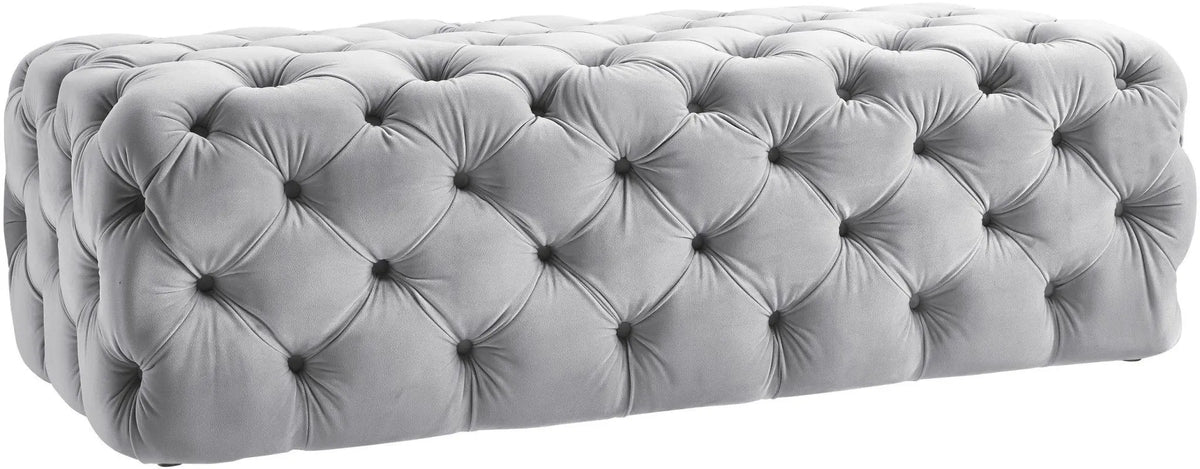 Kaylee Grey Velvet Ottoman Ottomans| TOV