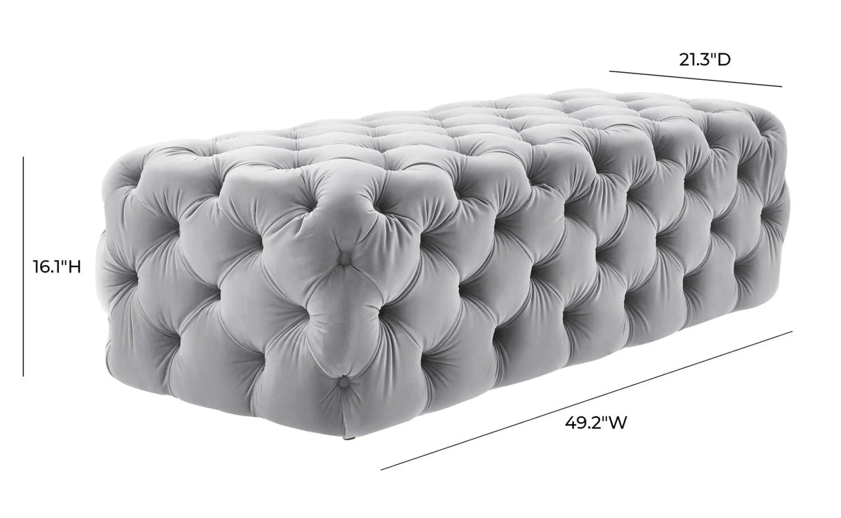 Kaylee Grey Velvet Ottoman Ottomans| TOV