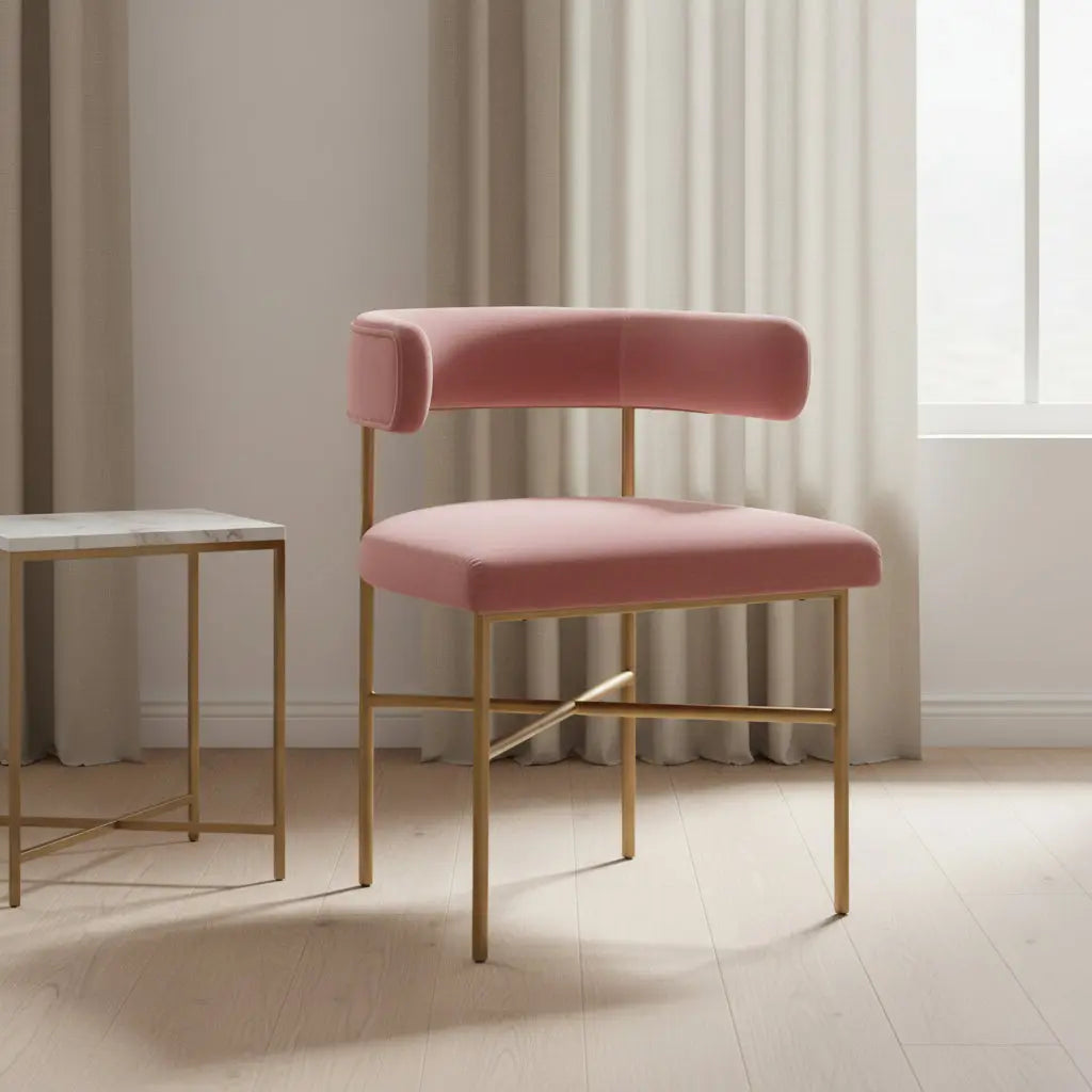 Kim Velvet Chair in Blush Chairs| TOV